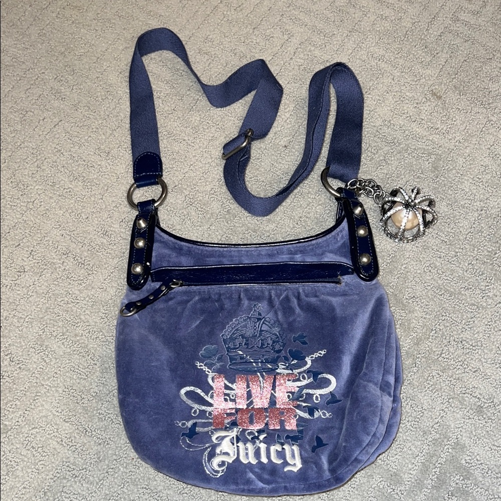 Juicy Couture Navy Shoulder Bag with Crown Detail